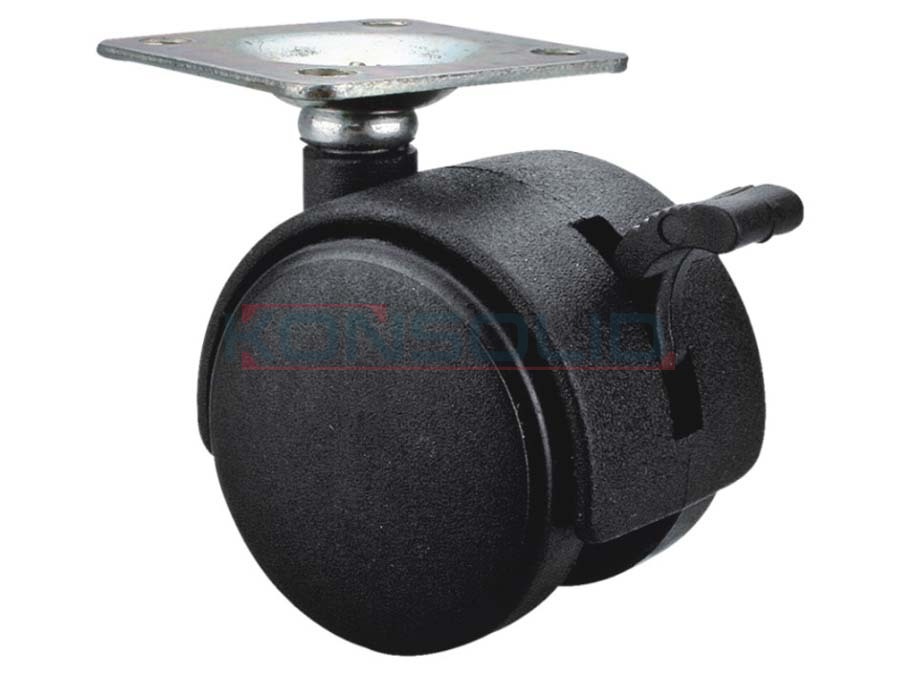 Castor, w/ plate, with brake