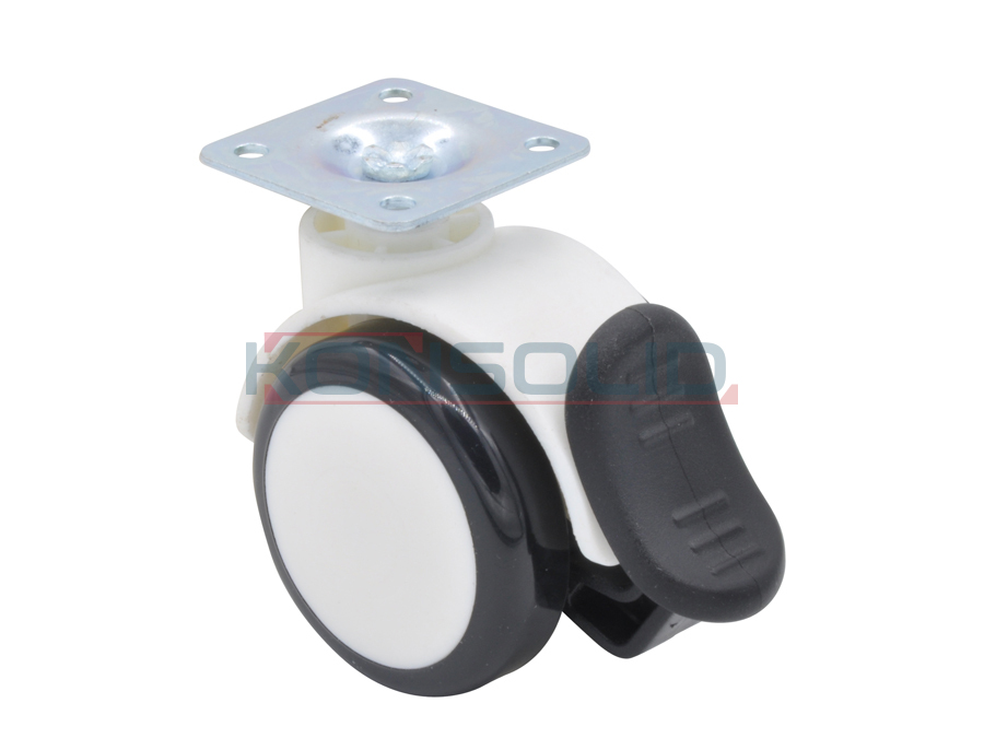 Castor PU, w/ plate, with brake