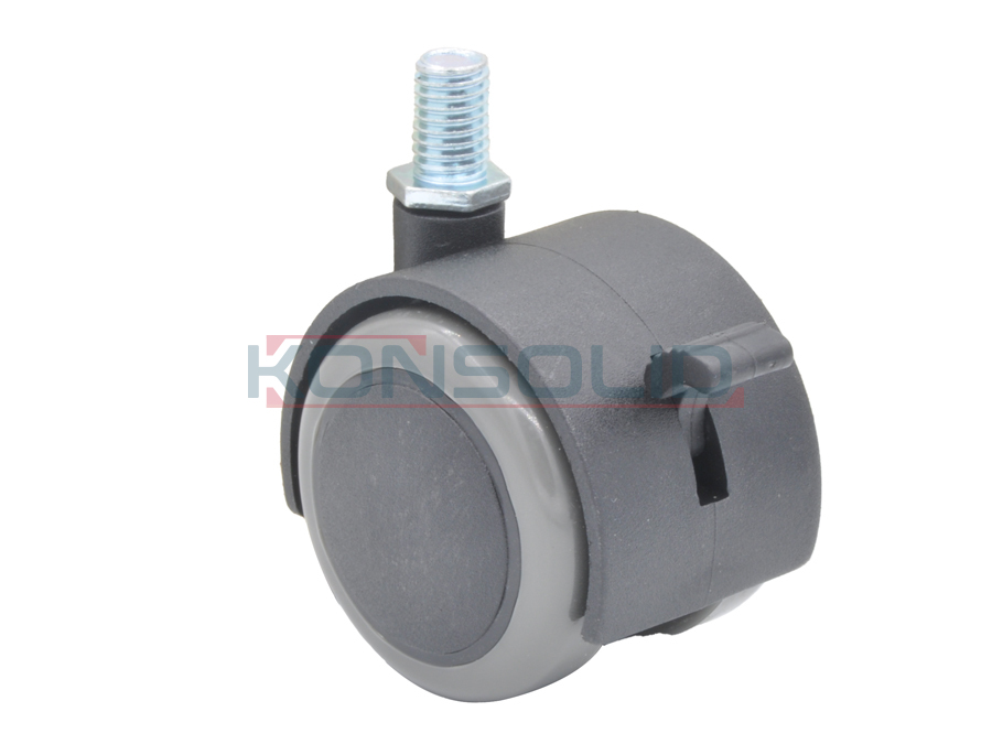 Castor PU, w/ thread, with brake