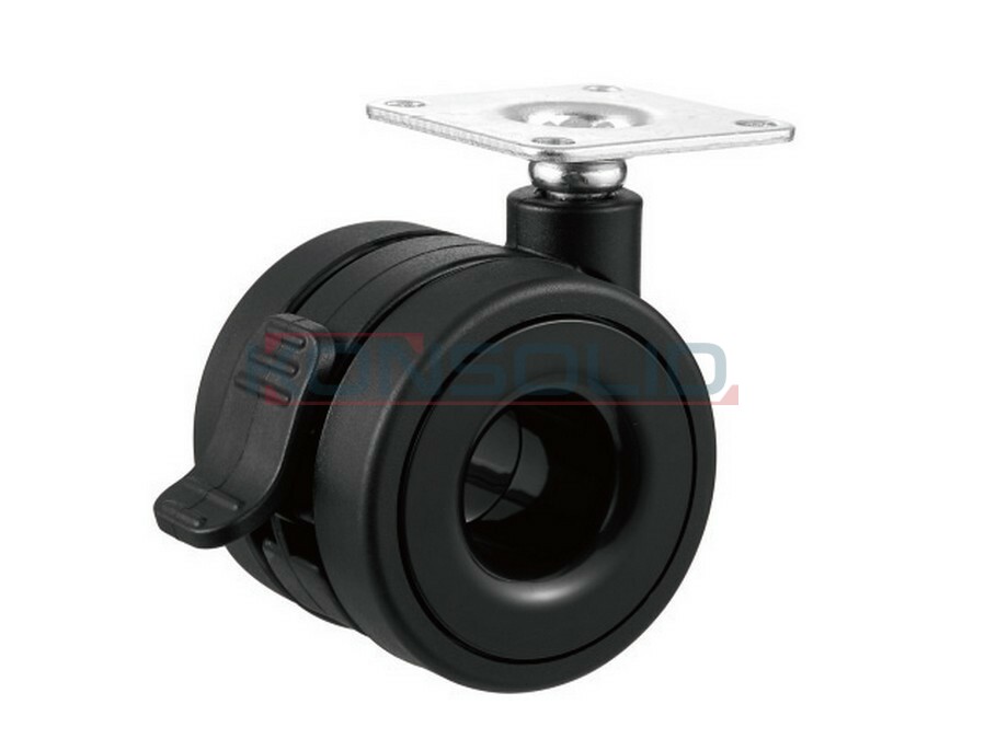 Double caster with plate+brake