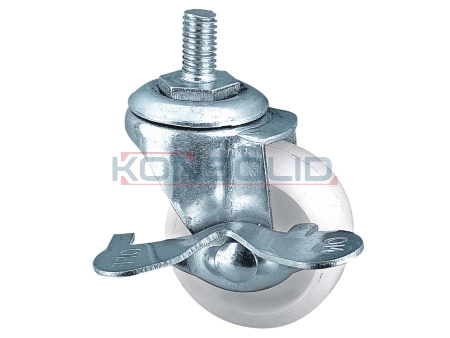 Steel castor, w/ thread &brake