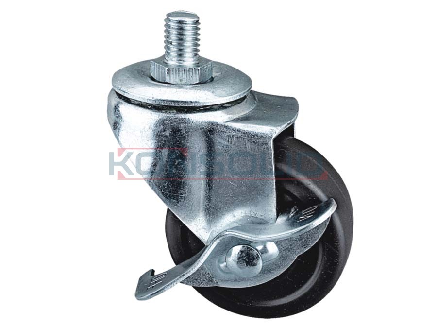Steel castor, w/ thread & brake