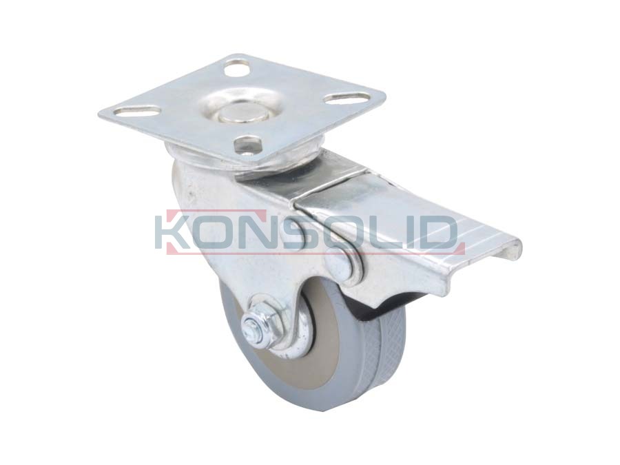 Castor, w/ plate, with brake