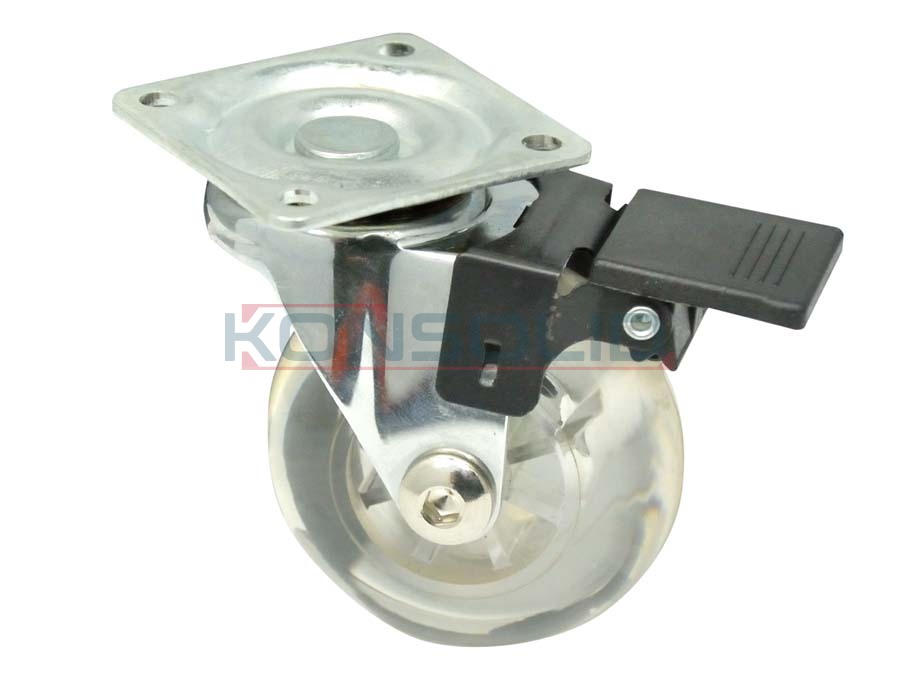 Castor, w/ plate, with brake